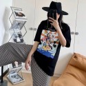ggブランド服 新作Ｔシャツ半袖 女の子向け 流行 シックトップス 漫画 スタイル かわいい ディズニー家族 ロングtシャツ カジュアル 綿製 快適 涼しい 通気性 丸首 コットン レディース体型カバー安い