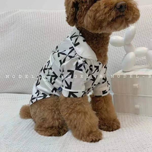 OFF-WHITE オフ-ホワイト ブランド ペット用品 犬服 Tシャツ 半袖 薄い ドッグウェア お洒落 プリント ファッション トップス 洋服 シンプル 高級ポロシャツ 猫服 柔らかい 快適 通気性 中小型犬対応