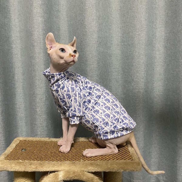 ハイブランド dior ペット用品 無毛猫 スフィンクス服 ディオール 人気モノグラムの無毛猫の服 暖かい tシャツ ペット服 スフィンクス服 猫の服 高品質 綿シャツ 伸縮性強い XS~3XL 春夏ウェア