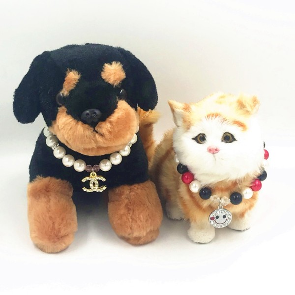 ブランド シャネル ペット用品 犬のネックレス 猫チェーン chanel 犬の首輪 パール付き かわいい ドッグチェーン キラキラ  小さな猫の犬グッズ ペンダント付き ネックレスチェーン 犬の首輪 