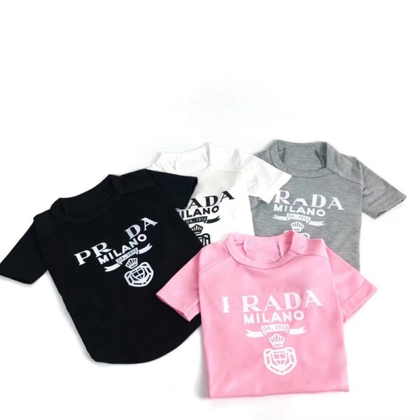 ブランド プラダ ペットウェア 犬 猫 服 tシャツ prada ペット服 洋服 おしゃれ 春夏用ブラウス タンクトップ 綿製 プリント柄 薄手犬 服 猫の服 通気性 ドッグウェア ペット服 Tシャツ  S~2XL