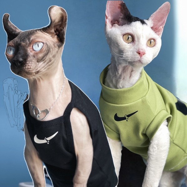 ブランド ナイキ 猫のウェア 無毛猫 ウェア nike ベスト スフィンクスの服 無袖シャツ タートルネック 可愛い 猫服 ペット服 通気性  ナイキマーク入れ 流行り 子犬のｔシャツ XS~2XL