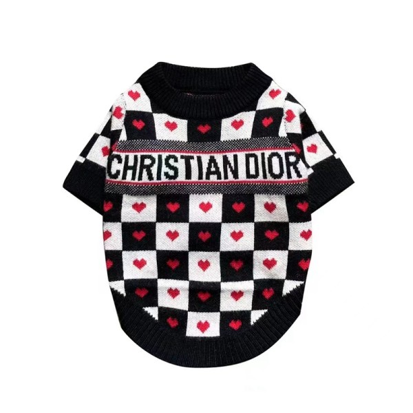 ブランド ディオール ペット用品 Dior 犬用ニット 猫セーター 犬の冬服 ハートマーク ファッション 防寒 温か ゆったりサイズ  動きやすい お出かけ お散歩 おしゃれ 秋冬用 通気性 S-2XL