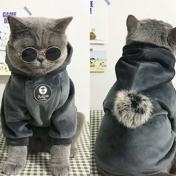 ファッションブランド Aape/エーエイプ ペット服 犬パーカー ベルベット 厚手Tシャツ 暖かい猫コートドッグ秋冬服 ネコの防寒服 フード付き かわいい 柔らかい 快適 犬の洋服 裏起毛 小型・中型・大型ペット 猫ウェア 激安