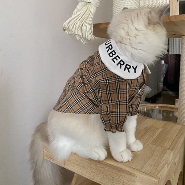 ハイブランド バーバリー ペット服 犬服 猫のシャツ 春秋夏 わんちゃん 用シャツ BURBERRY ドッグ服 格子柄 ハンサム 中小型犬のTシャツ 薄手シャツ 通気性強い S - 2XL 薄い コットン 通気性 着心地よい 激安