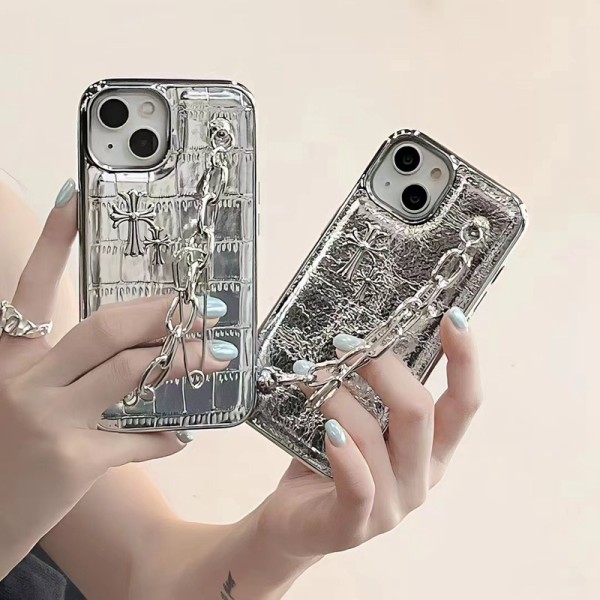 Chrome Hearts クロムハーツ ブランド iphone 14/14 pro/14 pro maxケース インスタ風 背面チェーン付 レザー ジャケット型 モノグラム アイフォン14/13/12/11カバー コピー レディース メンズ