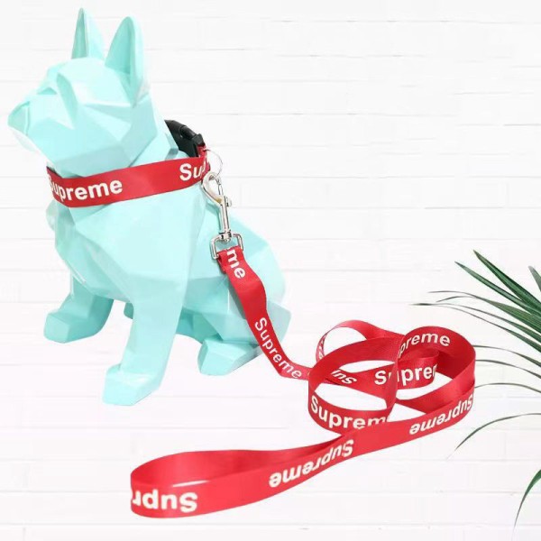 シュプリーム Supreme ペット用品 犬グッズ 首輪リード 2点セット ブランド ペット用 牽引ロープセット 定番ロゴ絵 ファッション 個性 バックル 調整可能 痛くない ナイロン製品 丈夫 激安 中小型ペット用