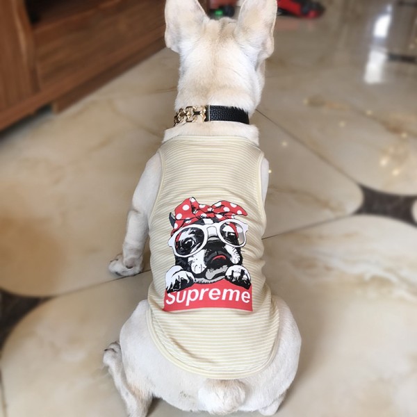 ハイブランド ペット服 シュプリーム Tシャツ 可愛い 通気性抜群 SUPREME 小中大型犬服Ｔシャツ 綿製タンクトップ お散歩お出かけウェアに 春夏服 ドッグウェア ベスト 日焼き防ぐ 脱毛保護 S~5XL