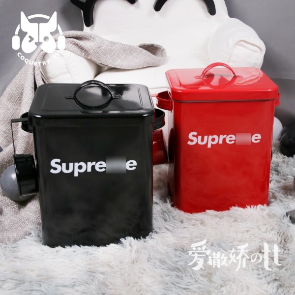 人気ブランド シュプリーム ペット用品 犬のフードボックス Supreme 猫用 フード収納容器 ステンレス製 高品質 ファッション 耐久性 赤い 黒い 大容量 密閉・密封・防湿/防虫/防カビ   S/L 