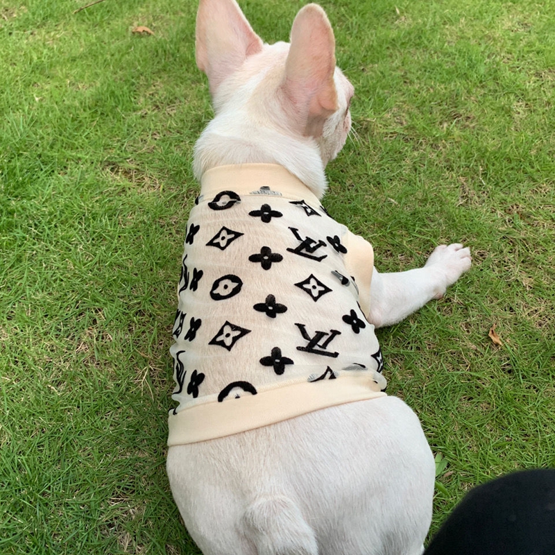 lv 猫服オシャレ 通気性抜群 経典モノグラム 涼しい 紡糸 可愛い ペットウェア
