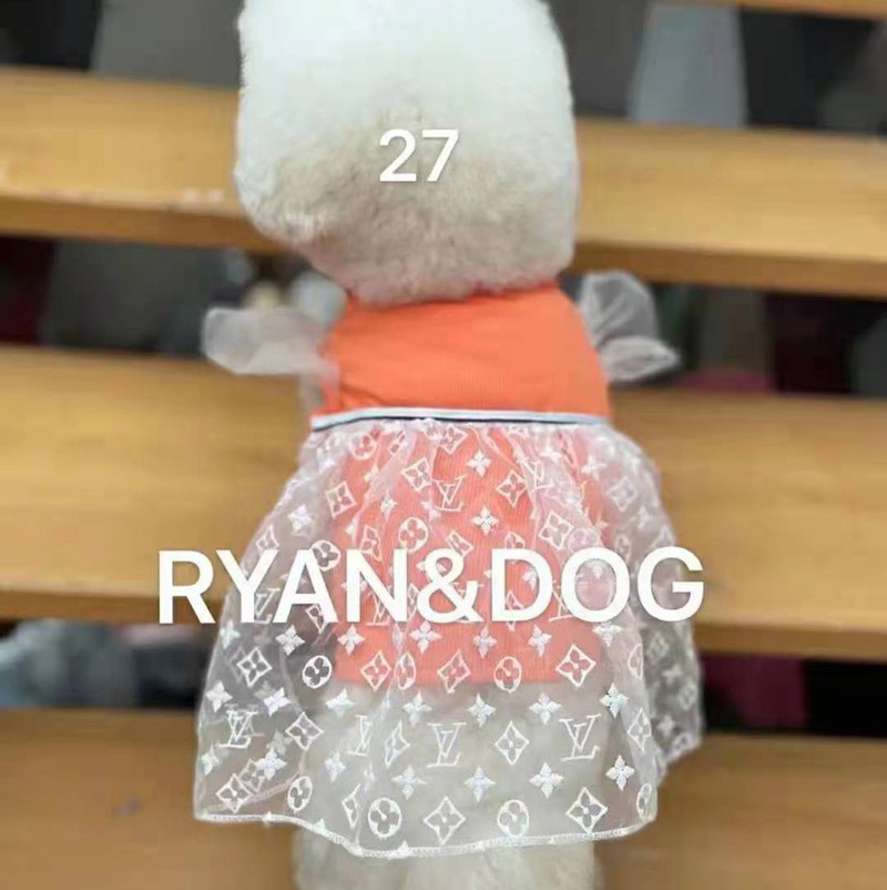 ルイヴィトン lv ブランド 紡績ワンピース 愛犬愛猫服 オレンジ色 かわいい 綿 オーバーオール