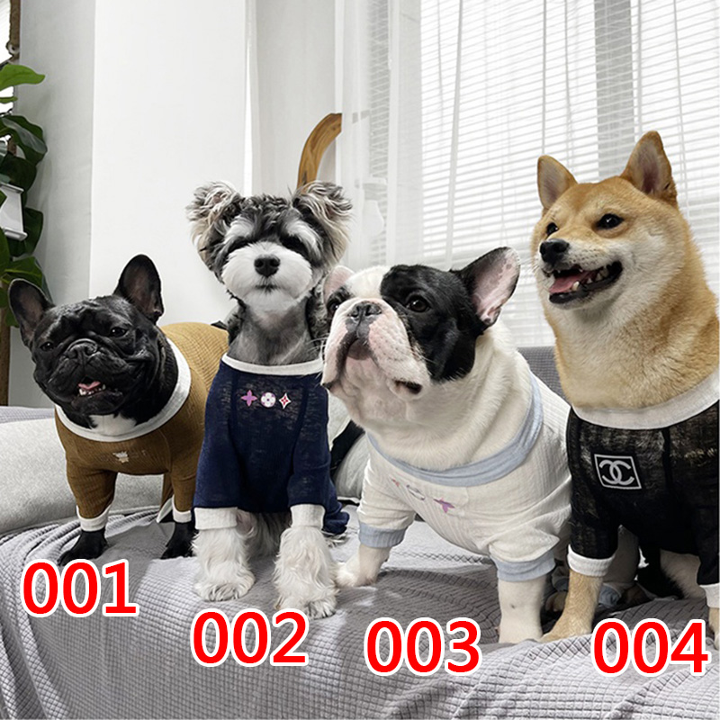 LVブランド犬服 tシャツ ルームウェア ルイヴィトン犬猫洋服 透かし 夏ドッグウェア