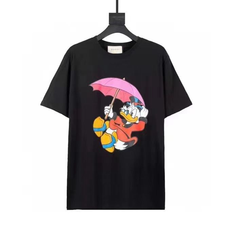 ディズニーGGコラボ 丸首Tシャツggドナルド 黒白 ブランド服 コピー パロディ 普段着 春夏秋服 男女通用