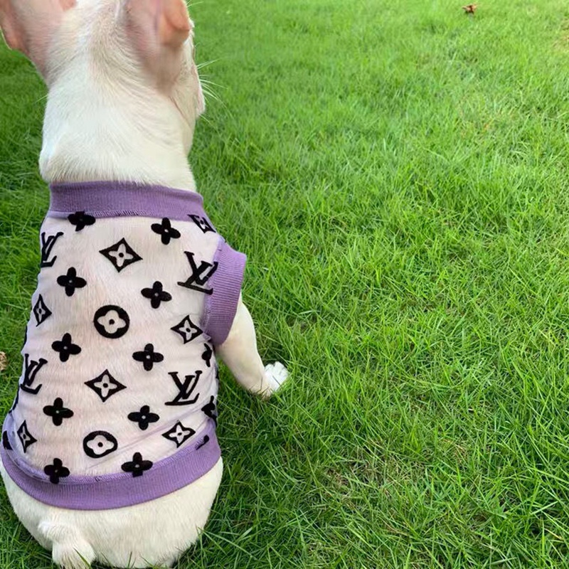 LV ブランドペット 犬服 夏 ベスト 透かし シャツ