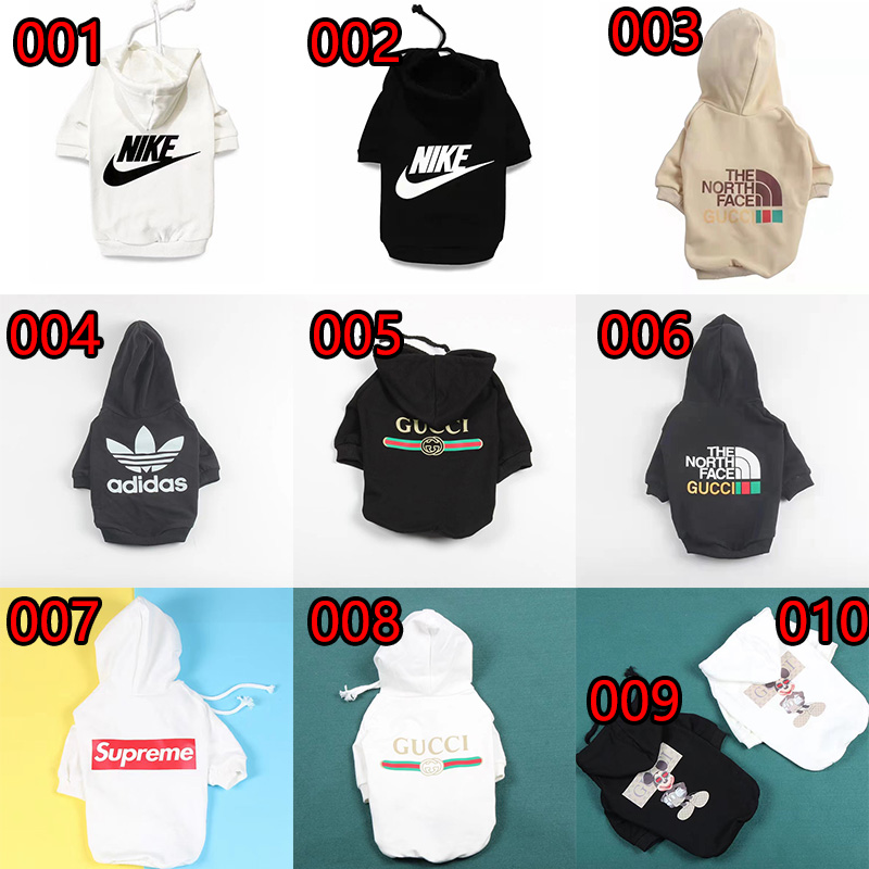 流行りブランド Supreme 犬服 防寒コート ザノースフェイ犬の洋服 パーカードッグウェア