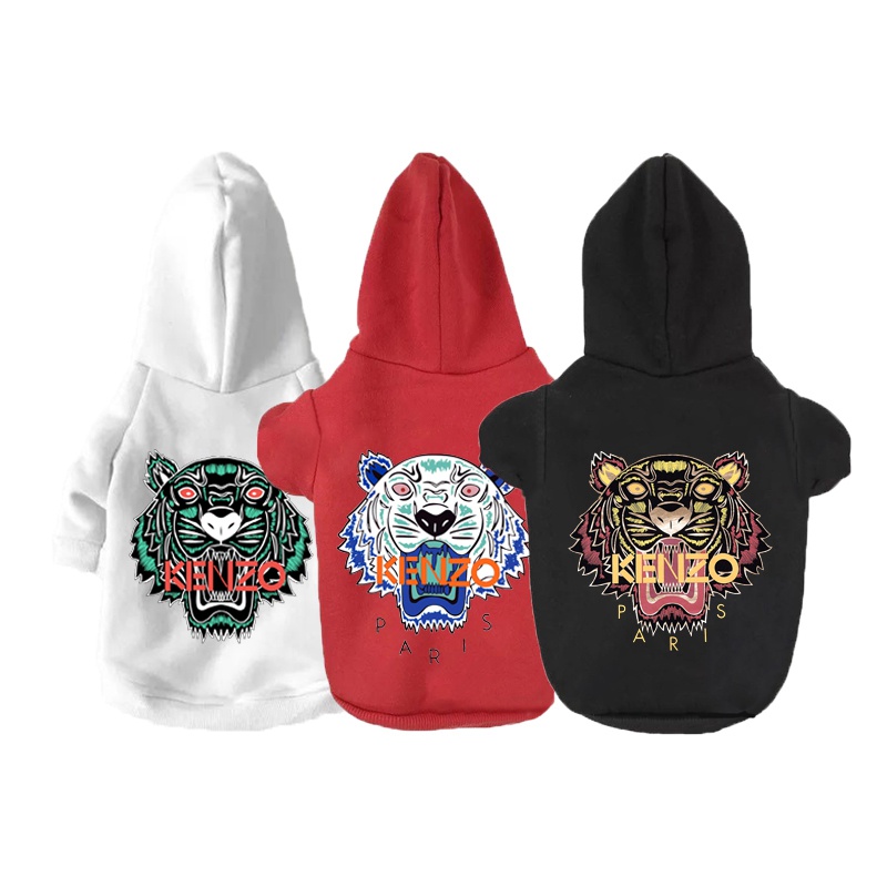 KENZO ペット服 パーカー 帽子付き 綿製 ドッグベスト おしゃれ 犬猫服
