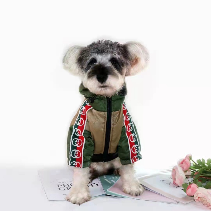 ggブランドネコのパーカー 中綿コート GGロゴ入れ 暖かい猫服 柔らかい 犬秋冬コート